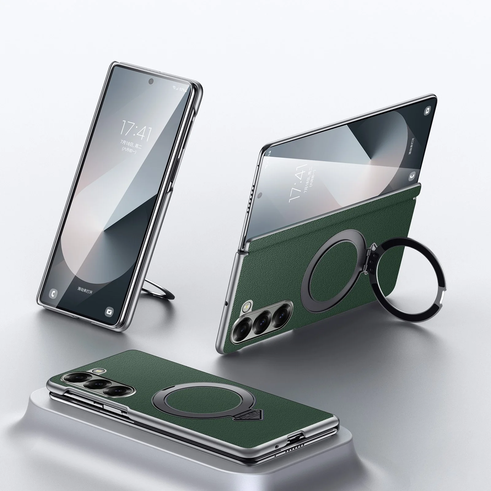 Galaxy Z Fold Series Infinity Luxe Leather Kickstand Case - Image 3