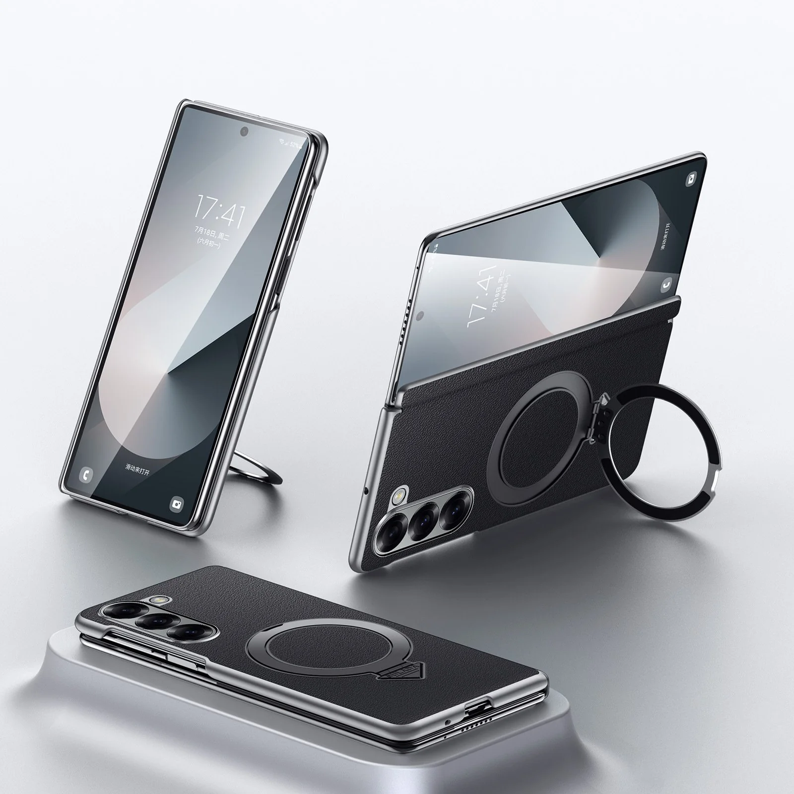 Galaxy Z Fold Series Infinity Luxe Leather Kickstand Case - Image 4