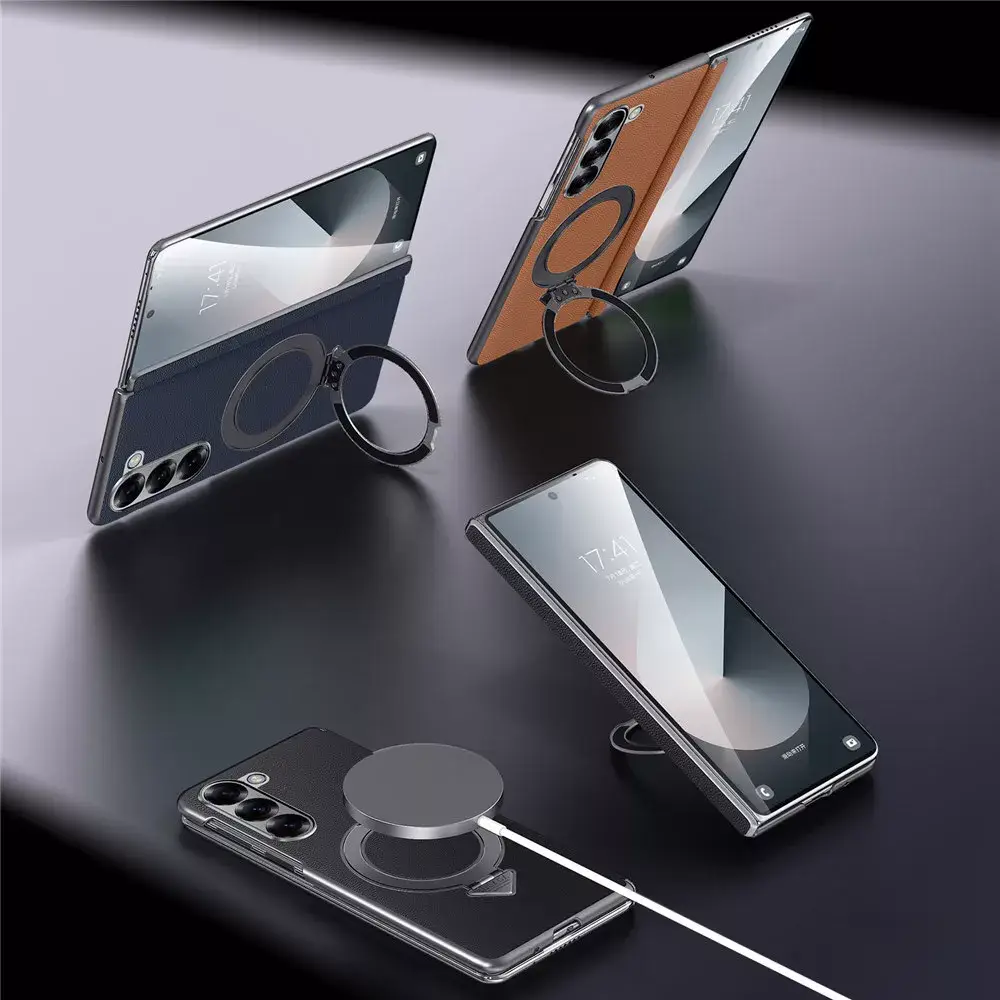 Galaxy Z Fold Series Infinity Luxe Leather Kickstand Case - Image 5