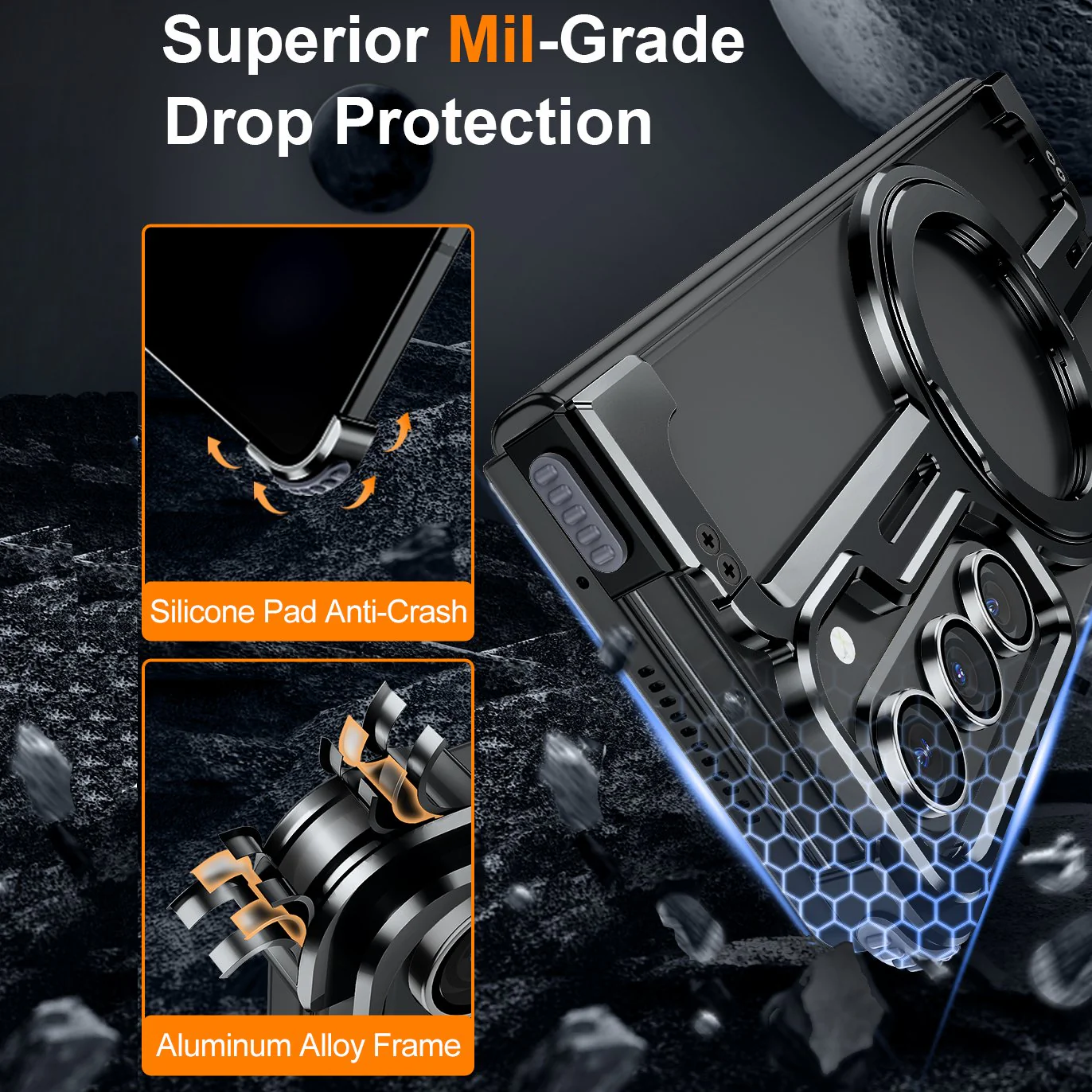 Galaxy Z Fold Series Pivot Guard Magnetic Ring Stand Case - Image 10