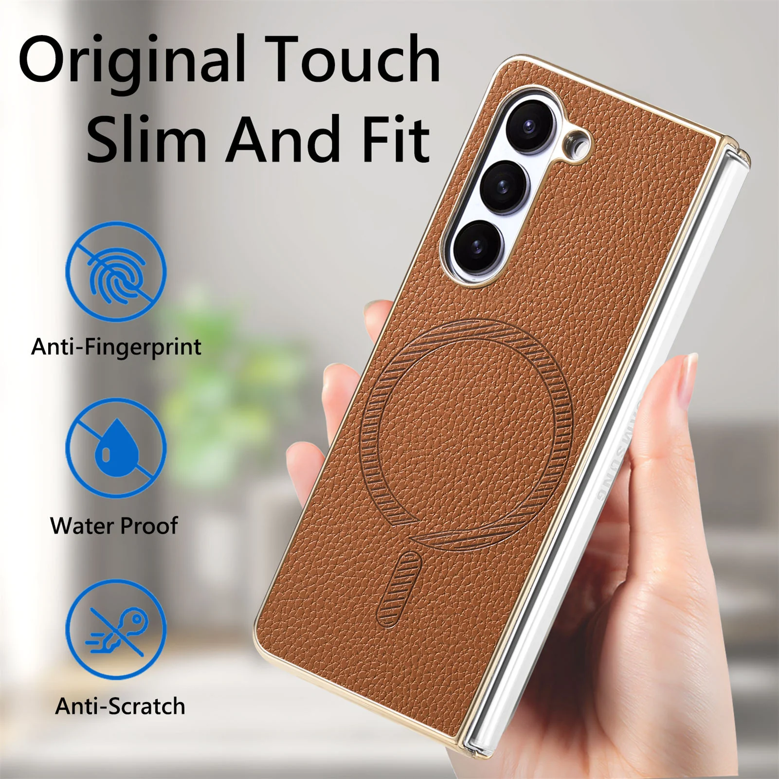 Galaxy Z Fold Series Premium Magnetic Leather Case - Image 3