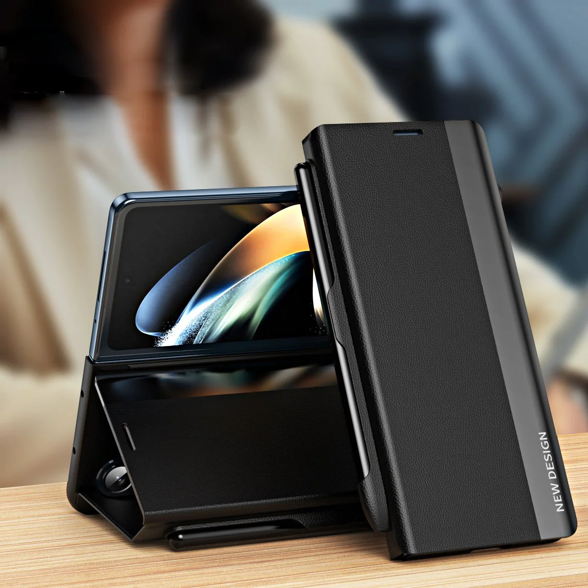 Galaxy Z Fold Series Ultimate Elegance Shockproof Leather Case - Image 3