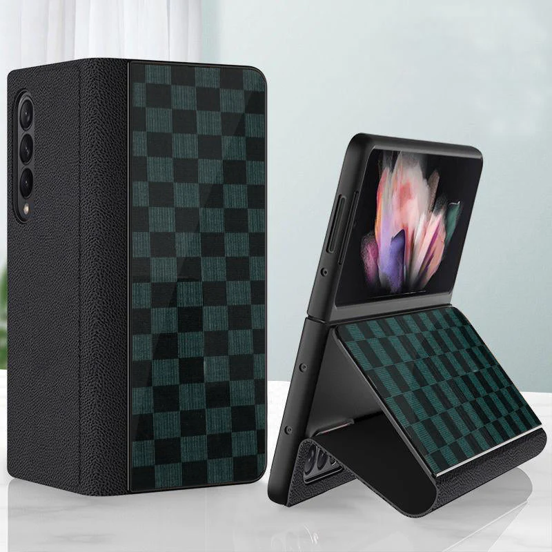 Galaxy Z Series Check Pattern Glass Flip Case - Image 2