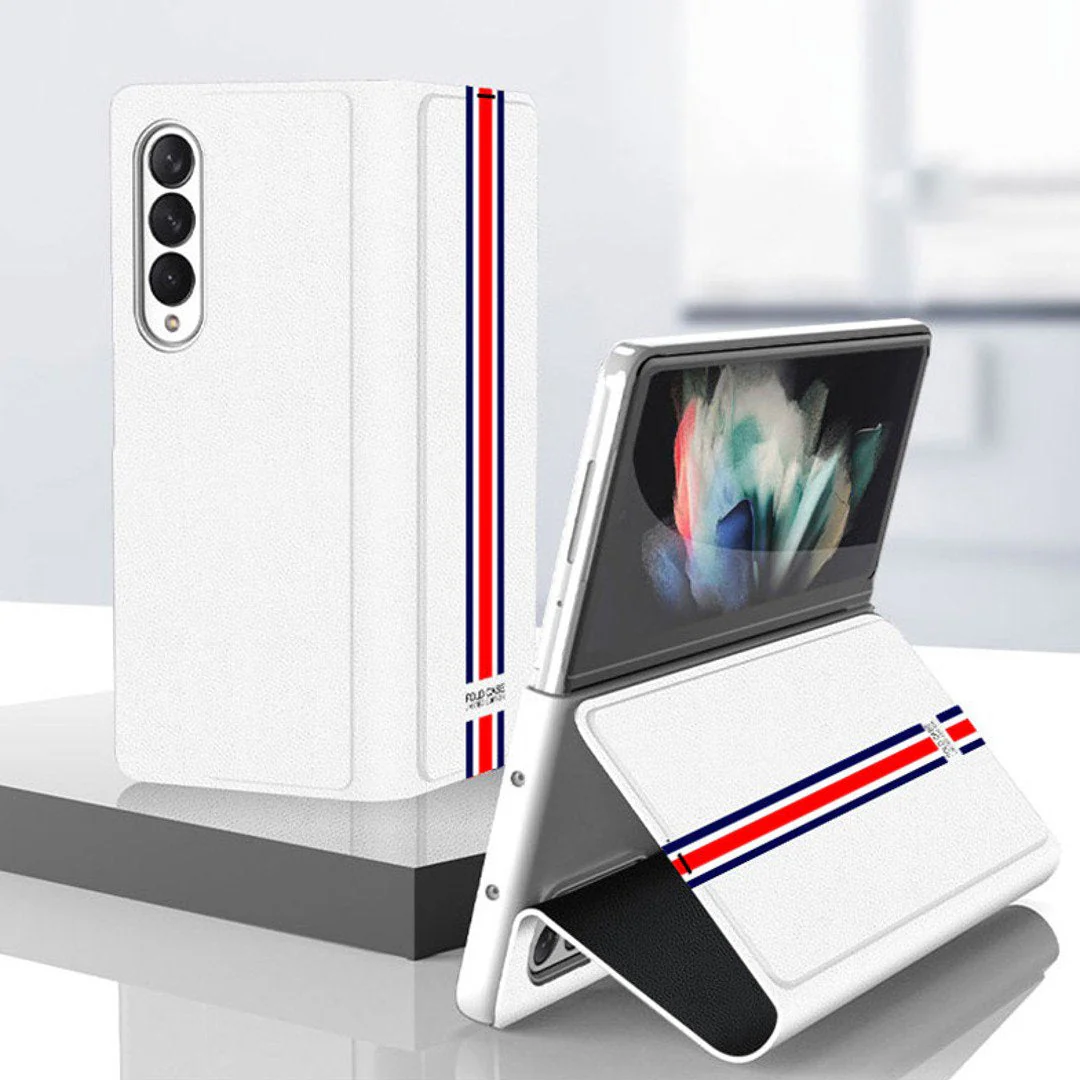 Galaxy Z Fold3 Colored Strap Leather Flip Case - Image 2
