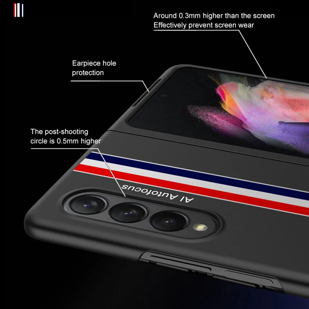 Galaxy Z Fold3 Ultra Thin Hybrid Striped Matte Shell Case - Image 3