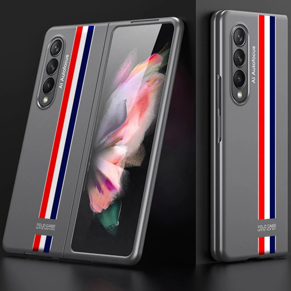 Galaxy Z Fold3 Ultra Thin Hybrid Striped Matte Shell Case - Image 4