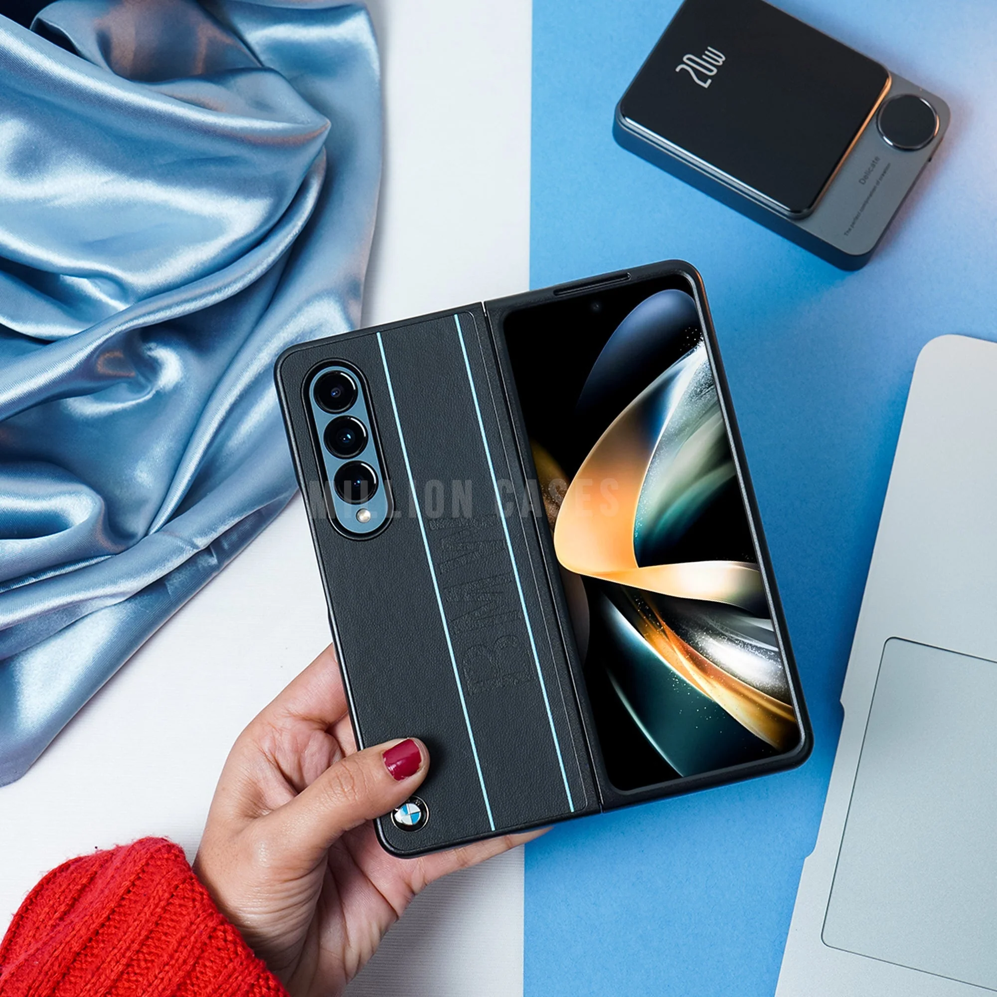 Galaxy Z Fold Series Luxurious Logo Stripe Case - Image 12