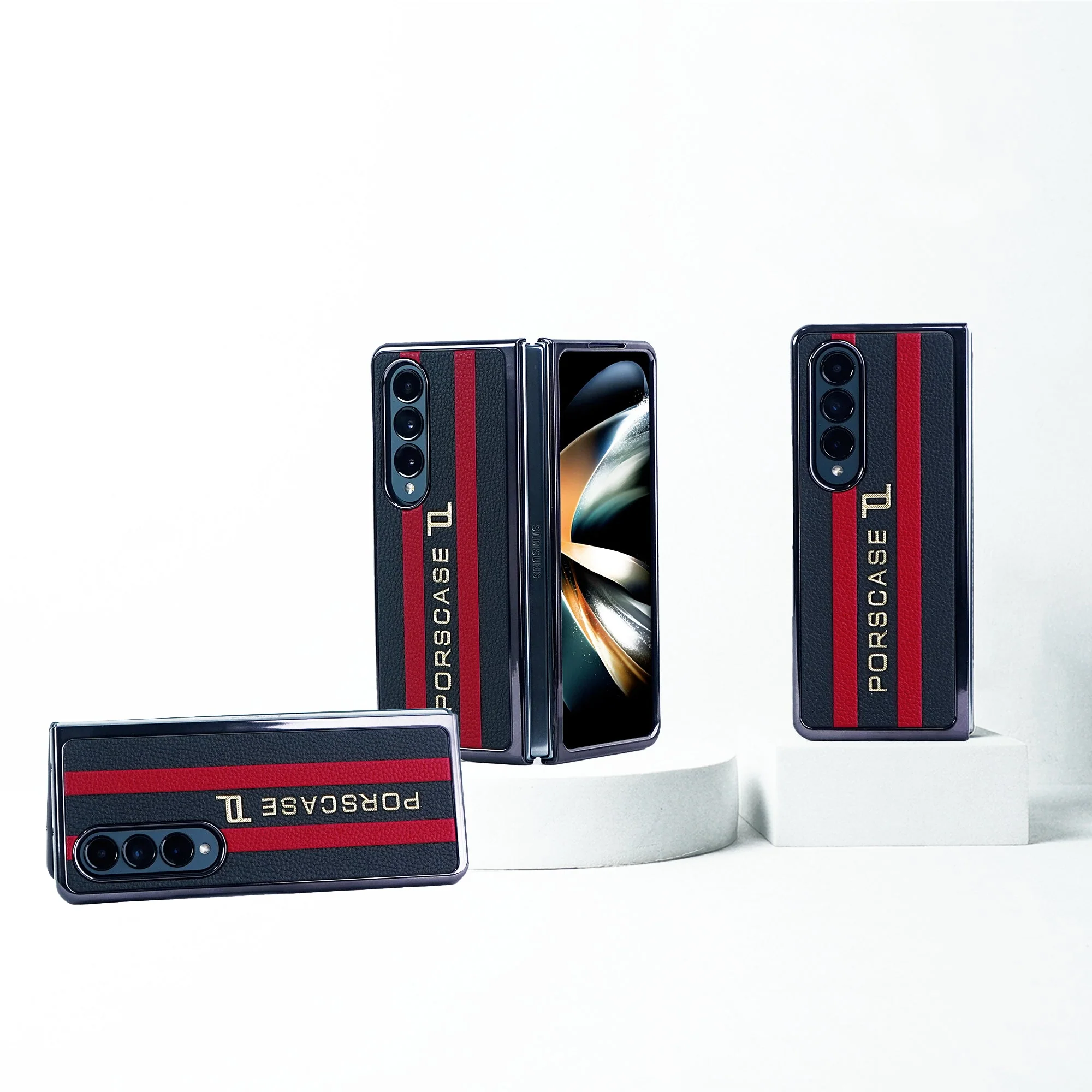 Galaxy Z Fold4 Porscase Logo Stripe Fusion Pattern Case - Image 2
