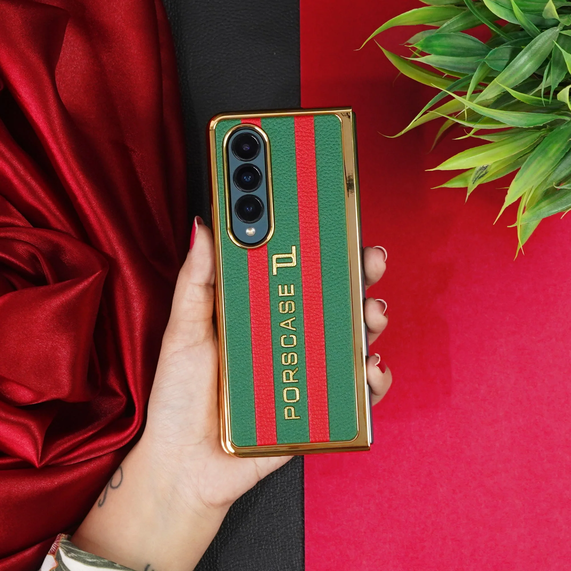 Galaxy Z Fold4 Porscase Logo Stripe Fusion Pattern Case - Image 3