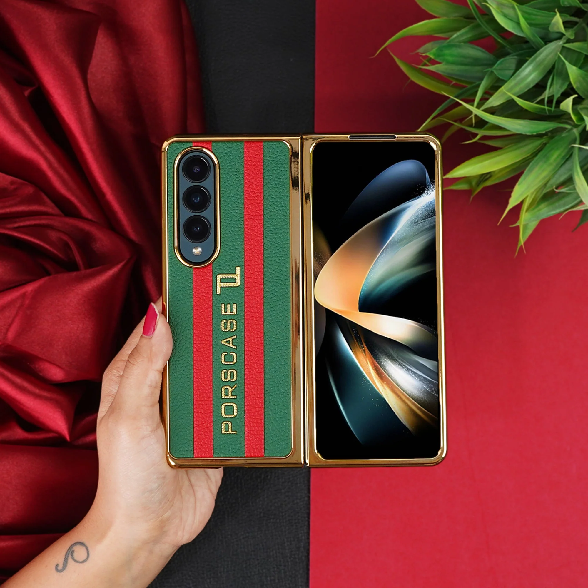 Galaxy Z Fold4 Porscase Logo Stripe Fusion Pattern Case - Image 9