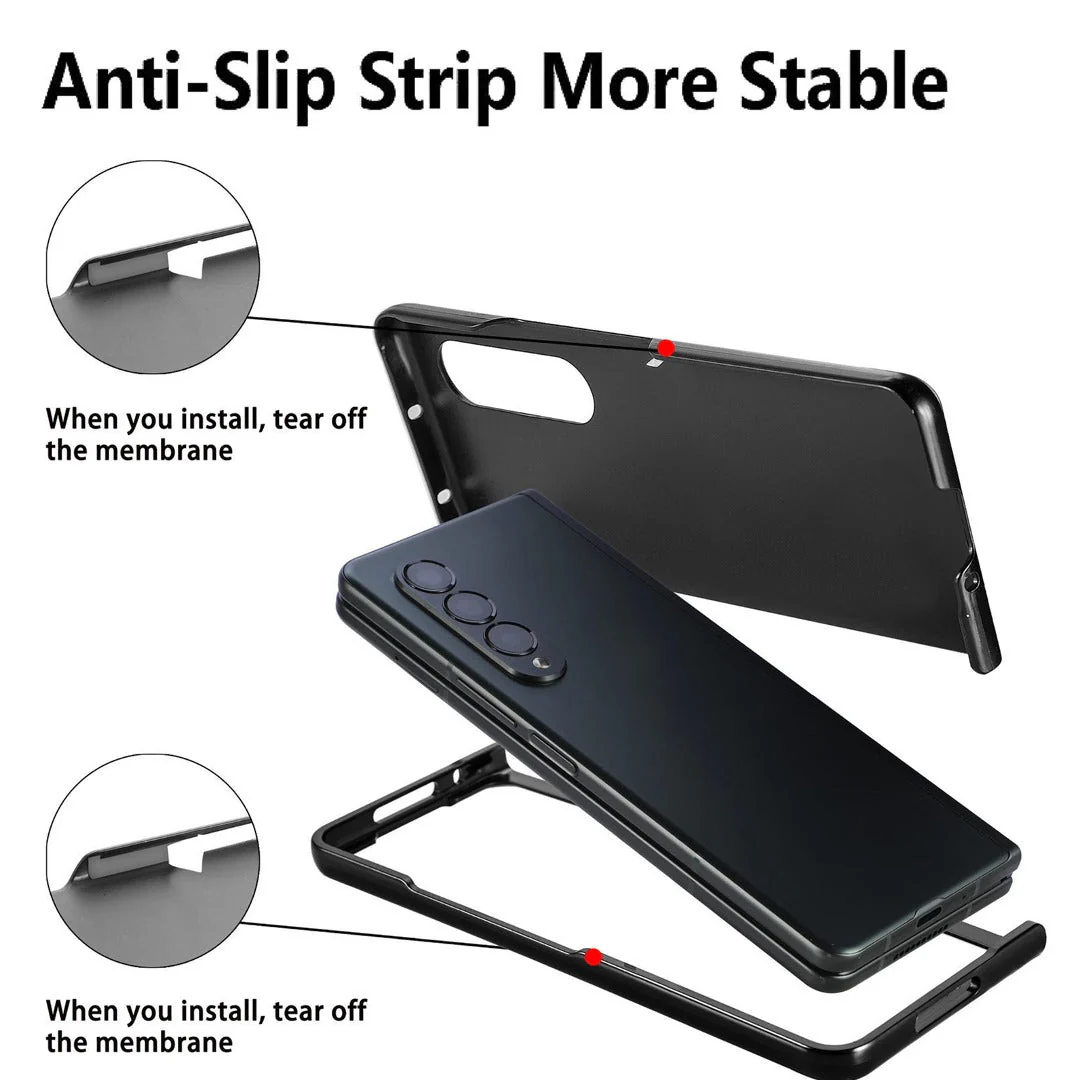 Galaxy Z Fold5 Elegant Leather Wristband & Pen Holder Case - Image 12