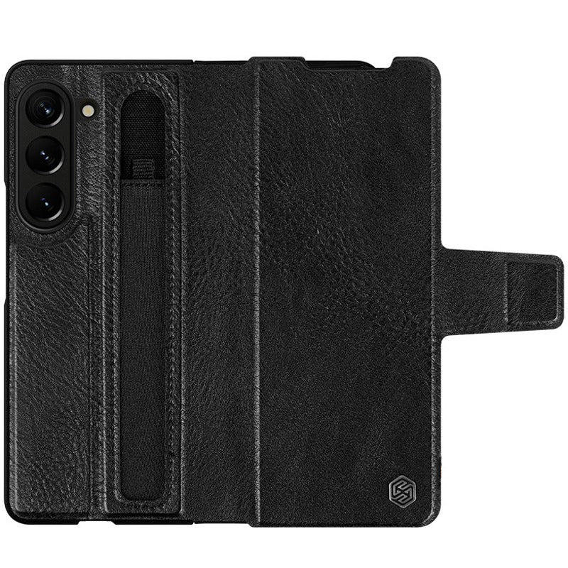 Galaxy Z Fold5 Genuine Leather Flip Case with Pen Slot - Image 10