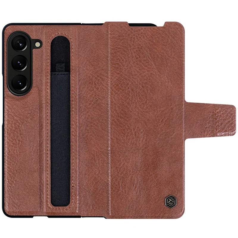 Galaxy Z Fold5 Genuine Leather Flip Case with Pen Slot - Image 11