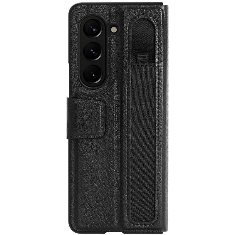 Galaxy Z Fold5 Genuine Leather Flip Case with Pen Slot - Image 14