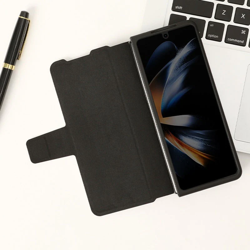 Galaxy Z Fold5 Genuine Leather Flip Case with Pen Slot - Image 8