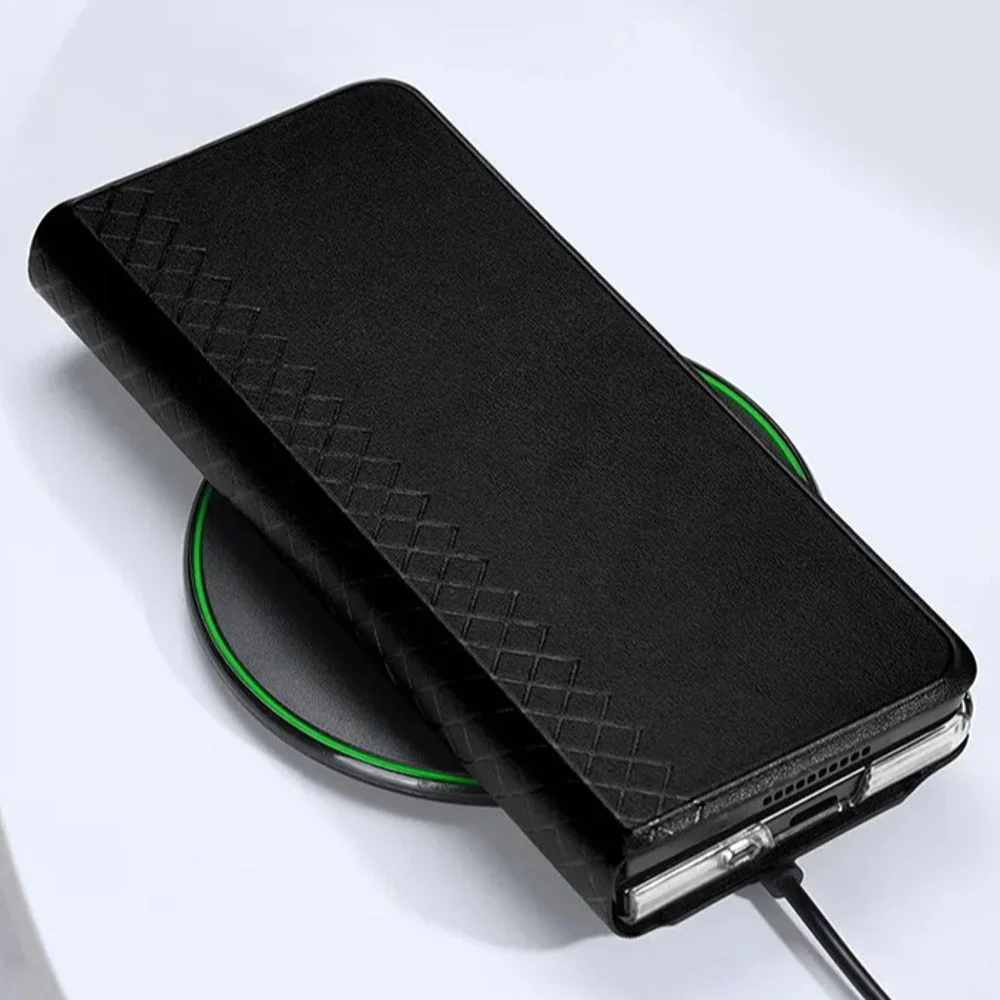 Galaxy Z Fold5 Luxury Lattice Leather Hinge Protection Case - Image 4