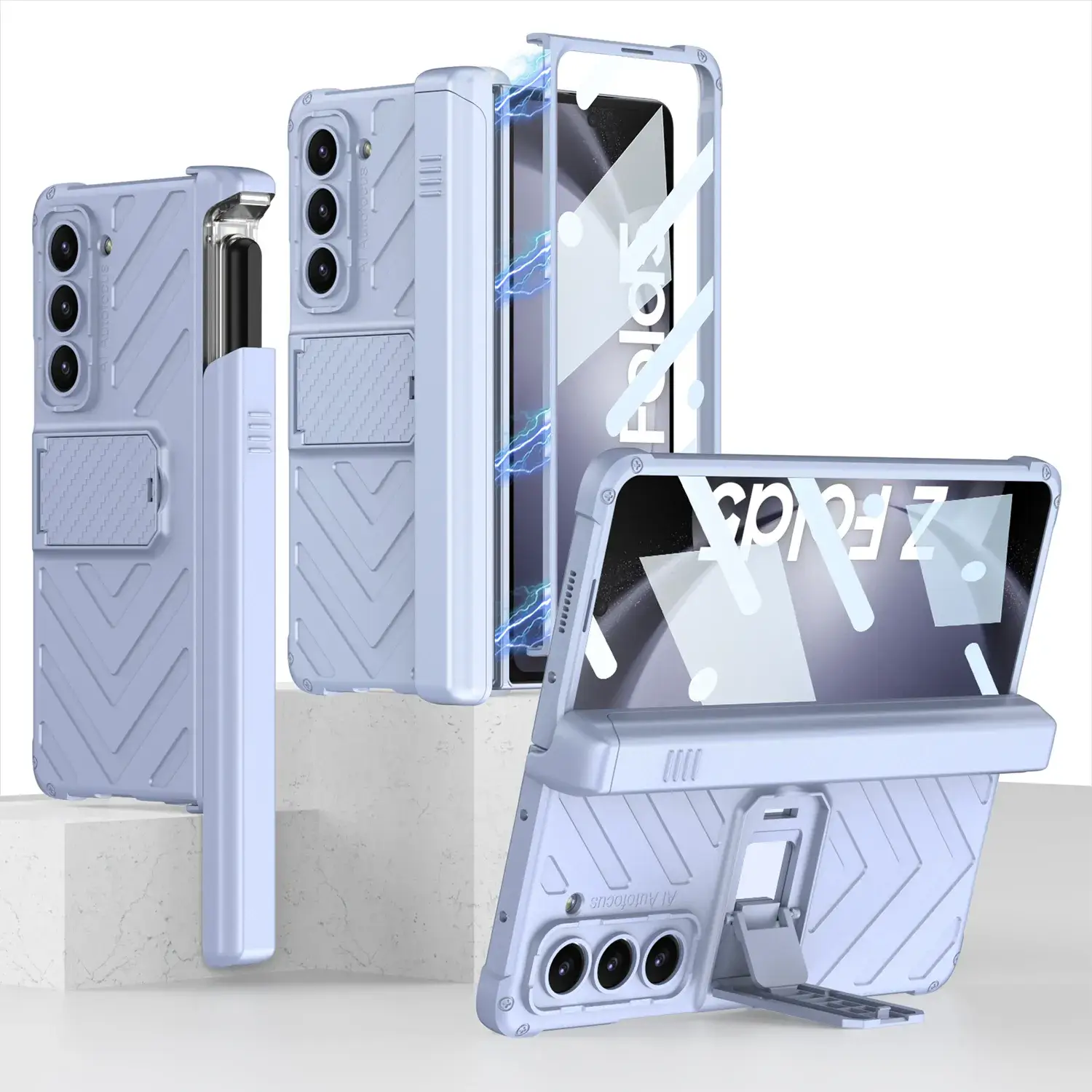 Galaxy Z Fold5 Magnetic Hinge Slide Pen Holder Case - Image 3