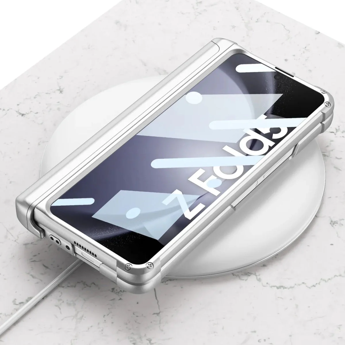 Galaxy Z Fold5 Magnetic Hinge Slide Pen Holder Case - Image 5