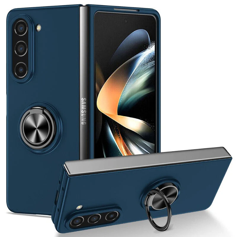 Galaxy Z Fold5 Metallic Finger Ring Holder Matte Case - Image 3