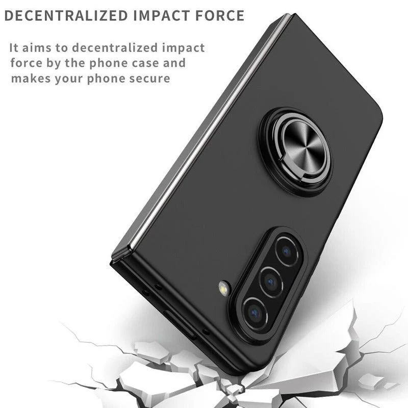Galaxy Z Fold5 Metallic Finger Ring Holder Matte Case - Image 4