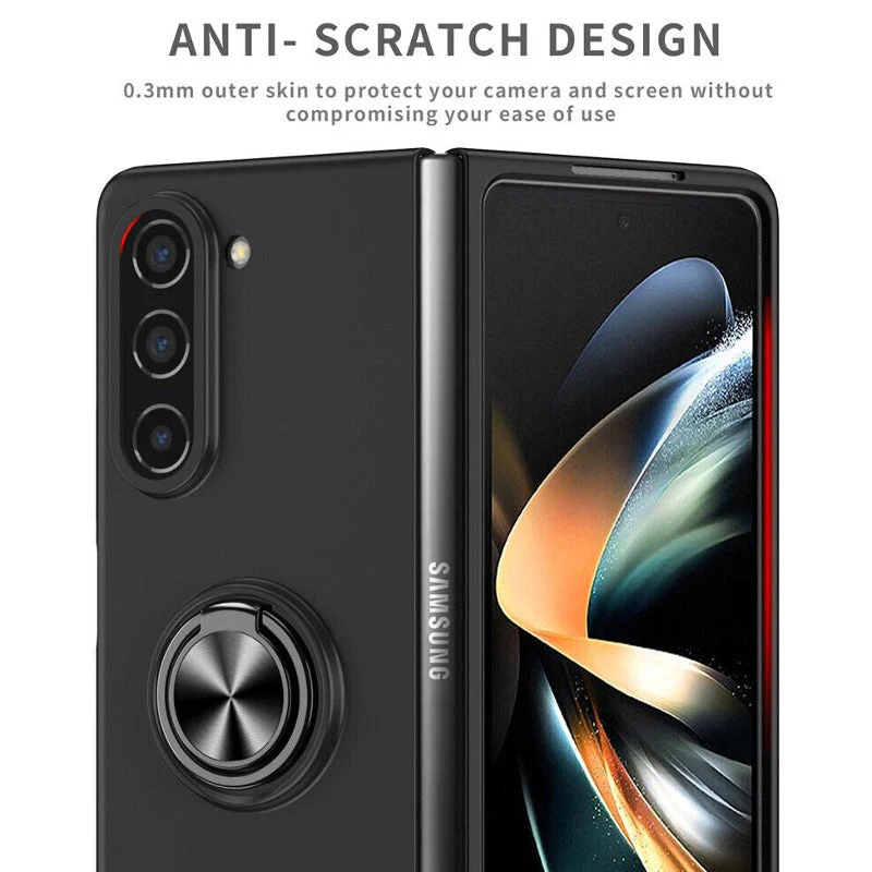 Galaxy Z Fold5 Metallic Finger Ring Holder Matte Case - Image 6