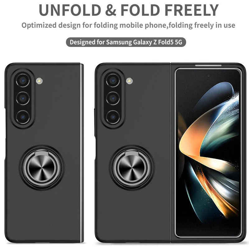 Galaxy Z Fold5 Metallic Finger Ring Holder Matte Case - Image 7