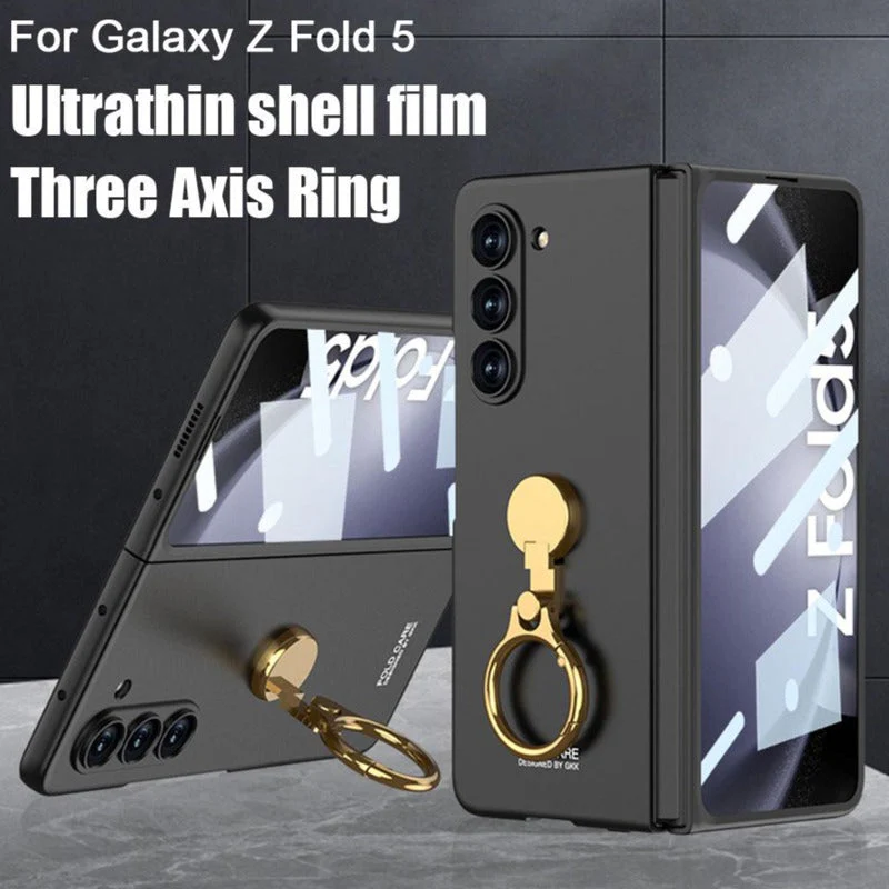 Galaxy Z Fold5 Ring Holder Electroplated Shockproof Case - Image 11