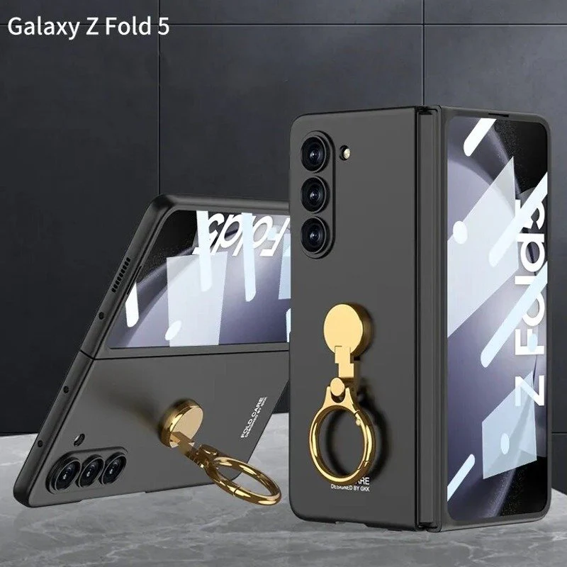 Galaxy Z Fold5 Ring Holder Electroplated Shockproof Case - Image 2