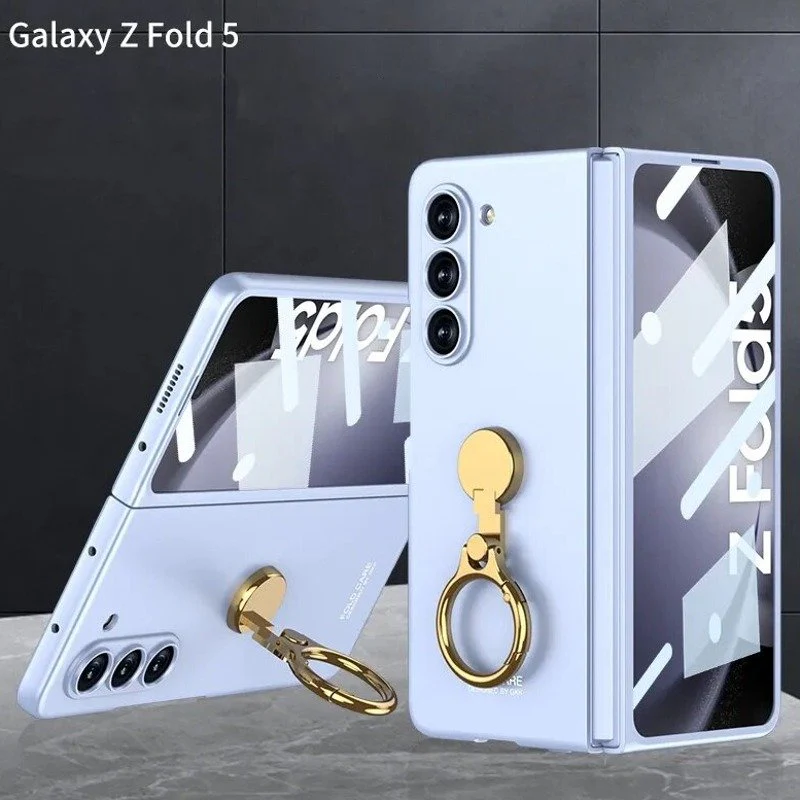 Galaxy Z Fold5 Ring Holder Electroplated Shockproof Case - Image 3