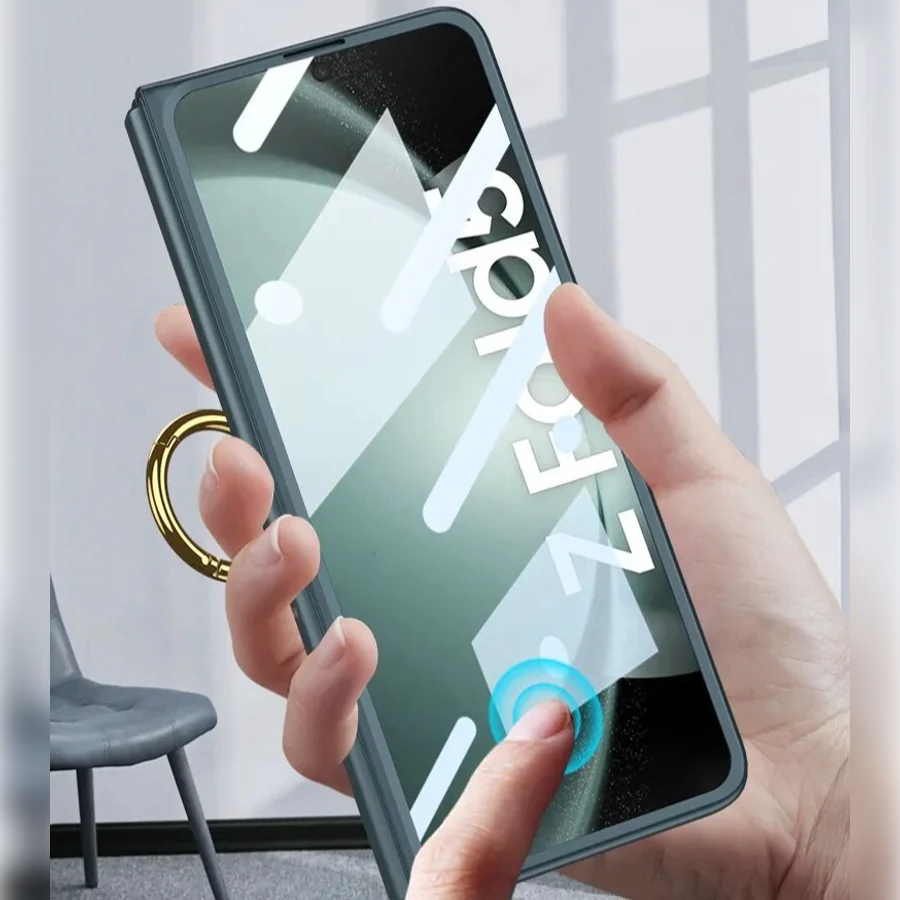 Galaxy Z Fold5 Ring Holder Electroplated Shockproof Case - Image 5