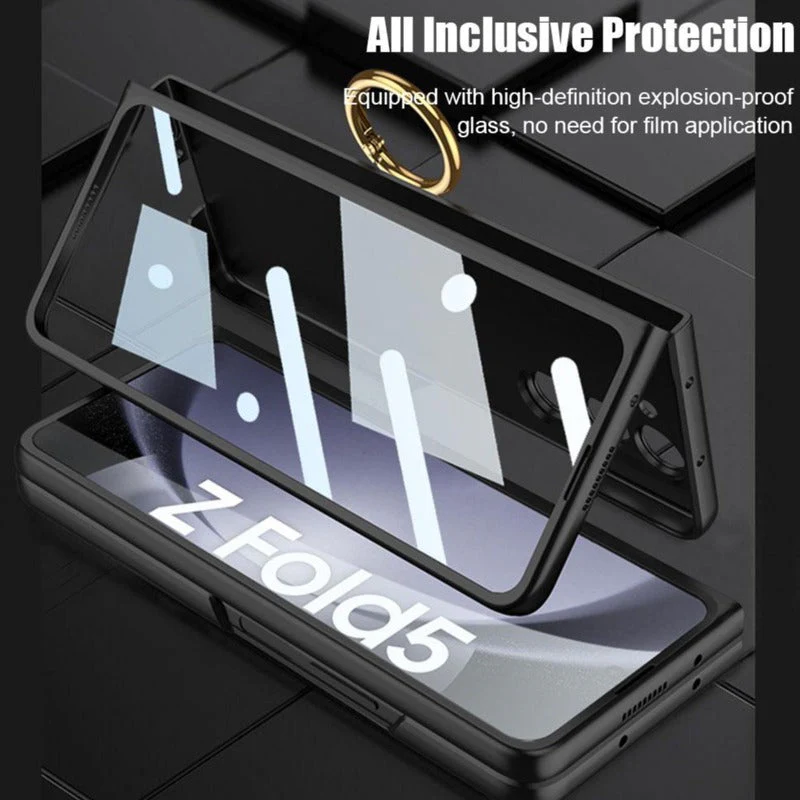 Galaxy Z Fold5 Ring Holder Electroplated Shockproof Case - Image 9