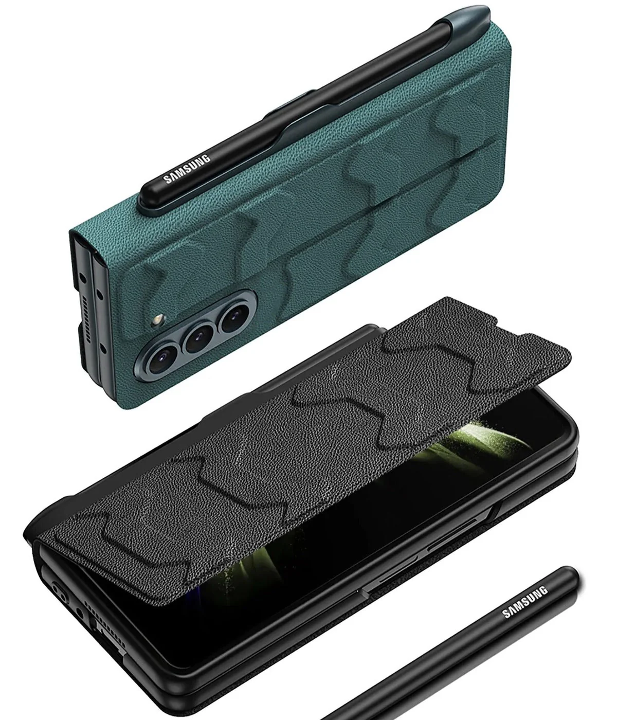 Galaxy Z Fold5 Shell Film Integrated Warrior Leather Case - Image 13