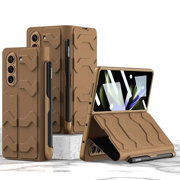 Galaxy Z Fold5 Shell Film Integrated Warrior Leather Case - Image 2