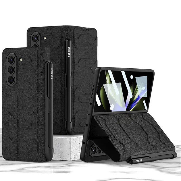 Galaxy Z Fold5 Shell Film Integrated Warrior Leather Case - Image 3