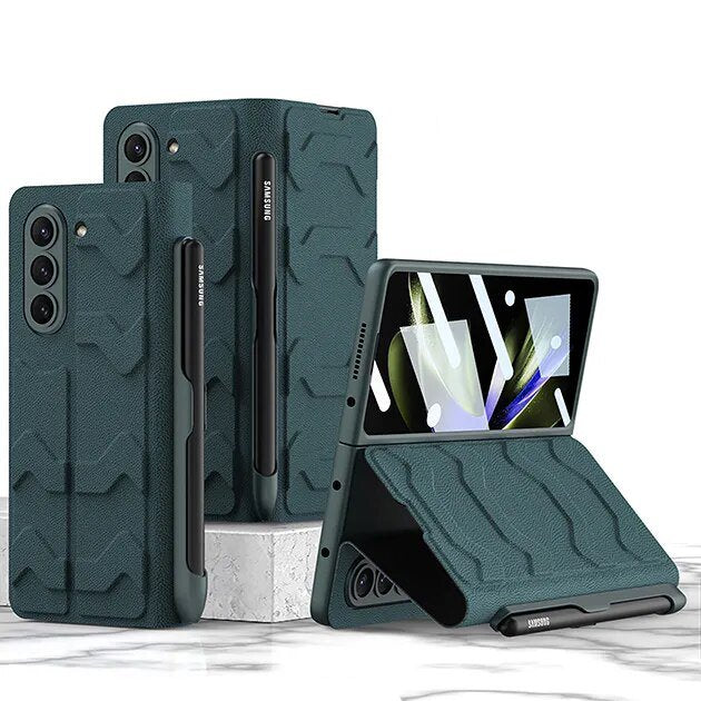 Galaxy Z Fold5 Shell Film Integrated Warrior Leather Case - Image 4