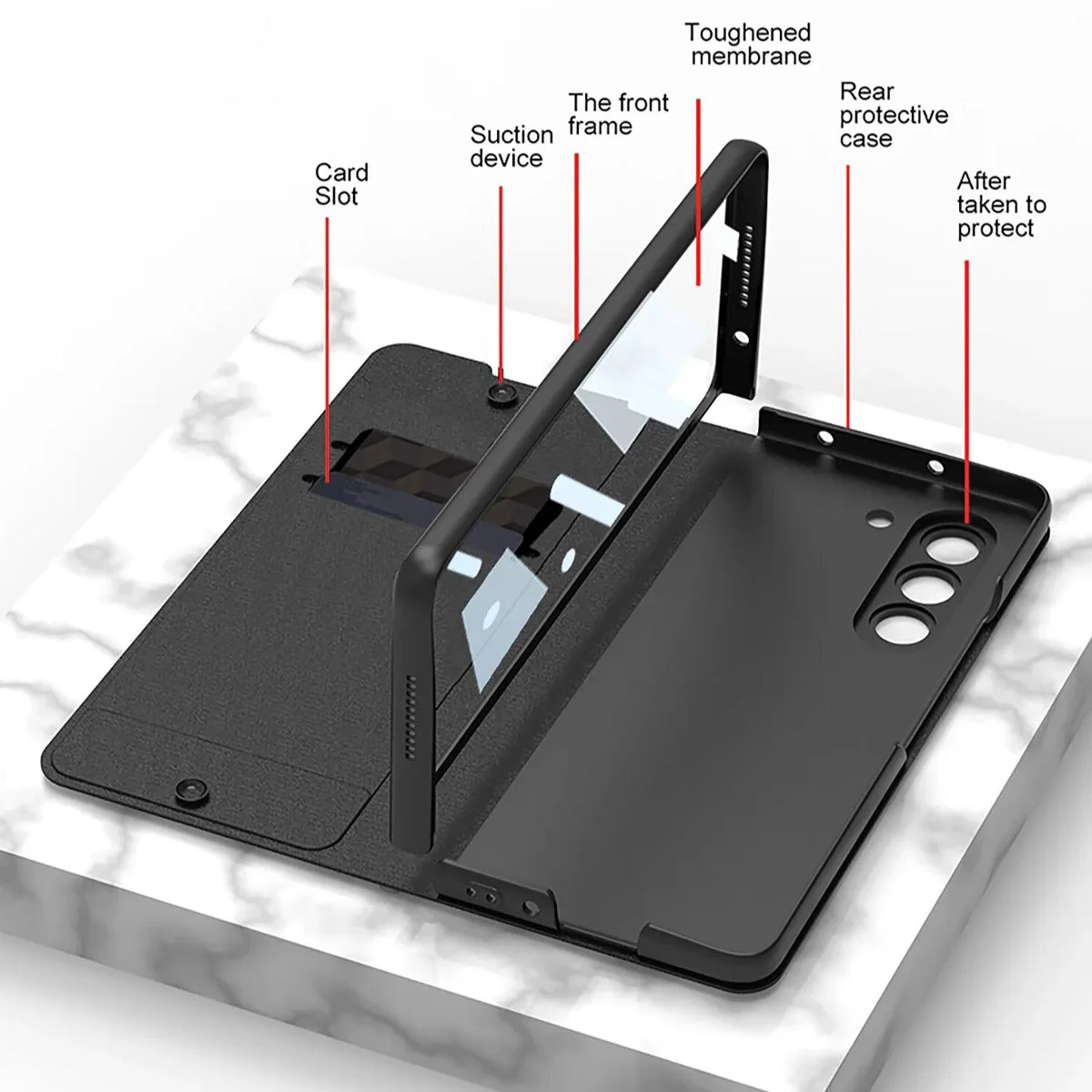 Galaxy Z Fold5 Shell Film Integrated Warrior Leather Case - Image 7