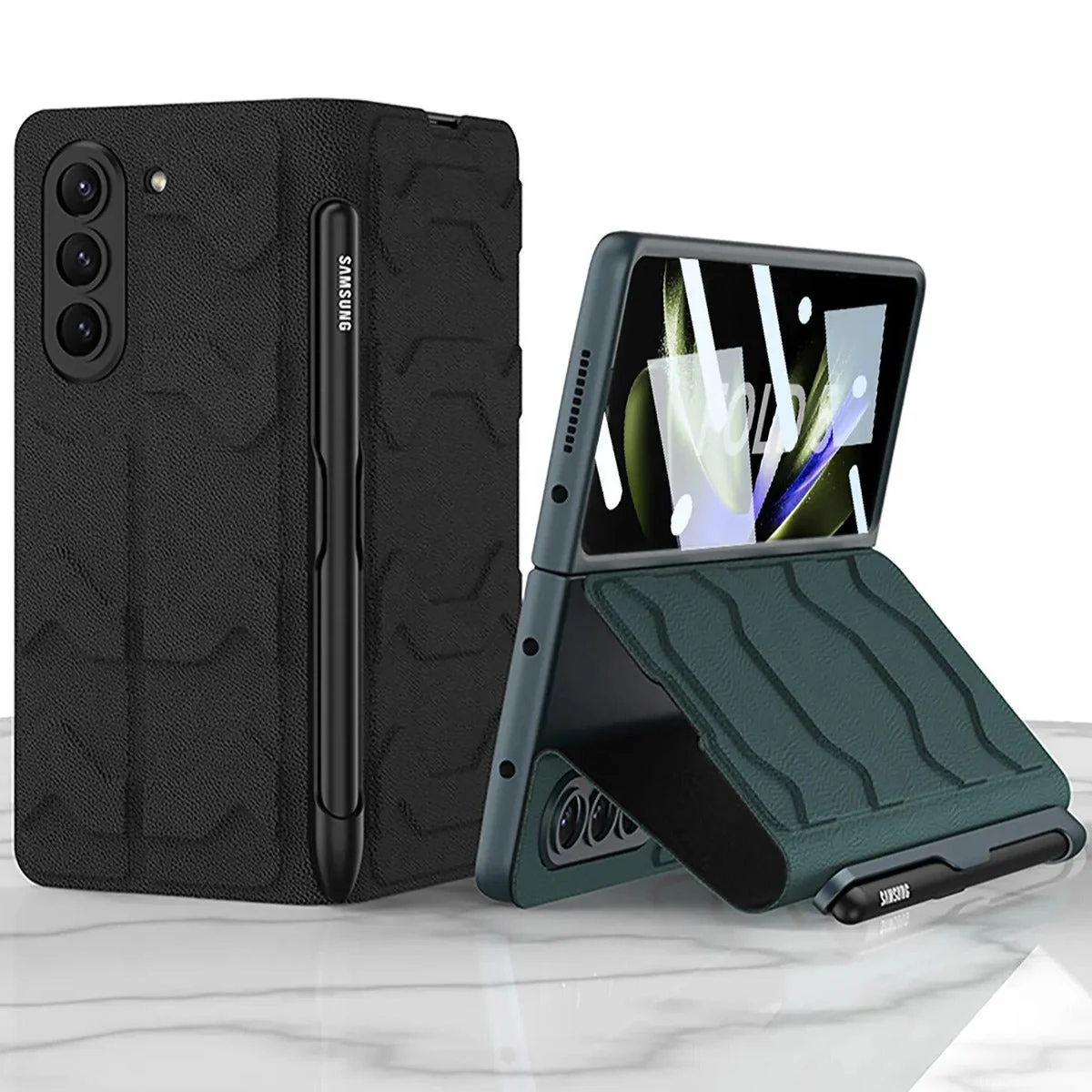 Galaxy Z Fold5 Shell Film Integrated Warrior Leather Case - Image 8
