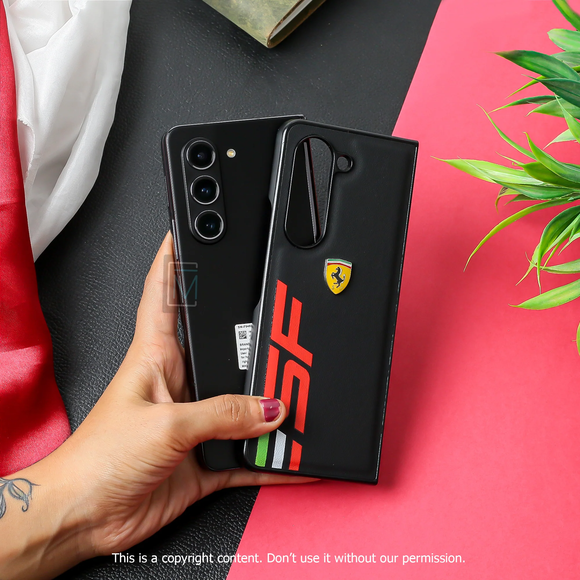 Galaxy Z Fold5 Speed Edition Ferrari Leather Case - Image 4