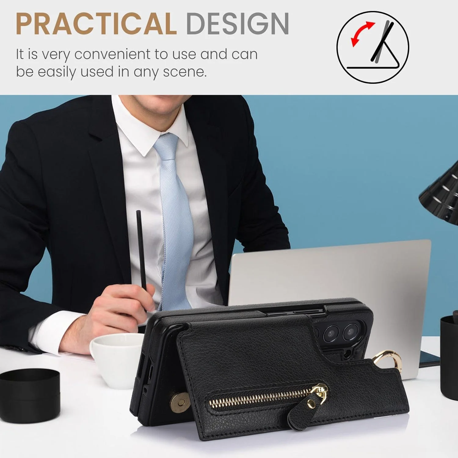 Galaxy Z Fold6 Elegant Ring Buckle Leather Wallet Case - Image 4