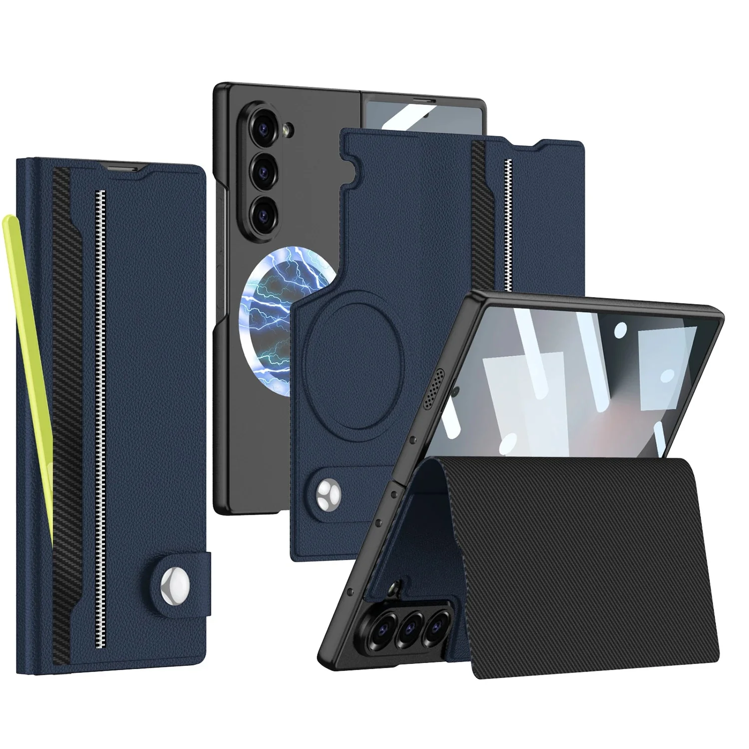 Galaxy Z Fold6 Intricate Leather Texture Magnetic Case - Image 5