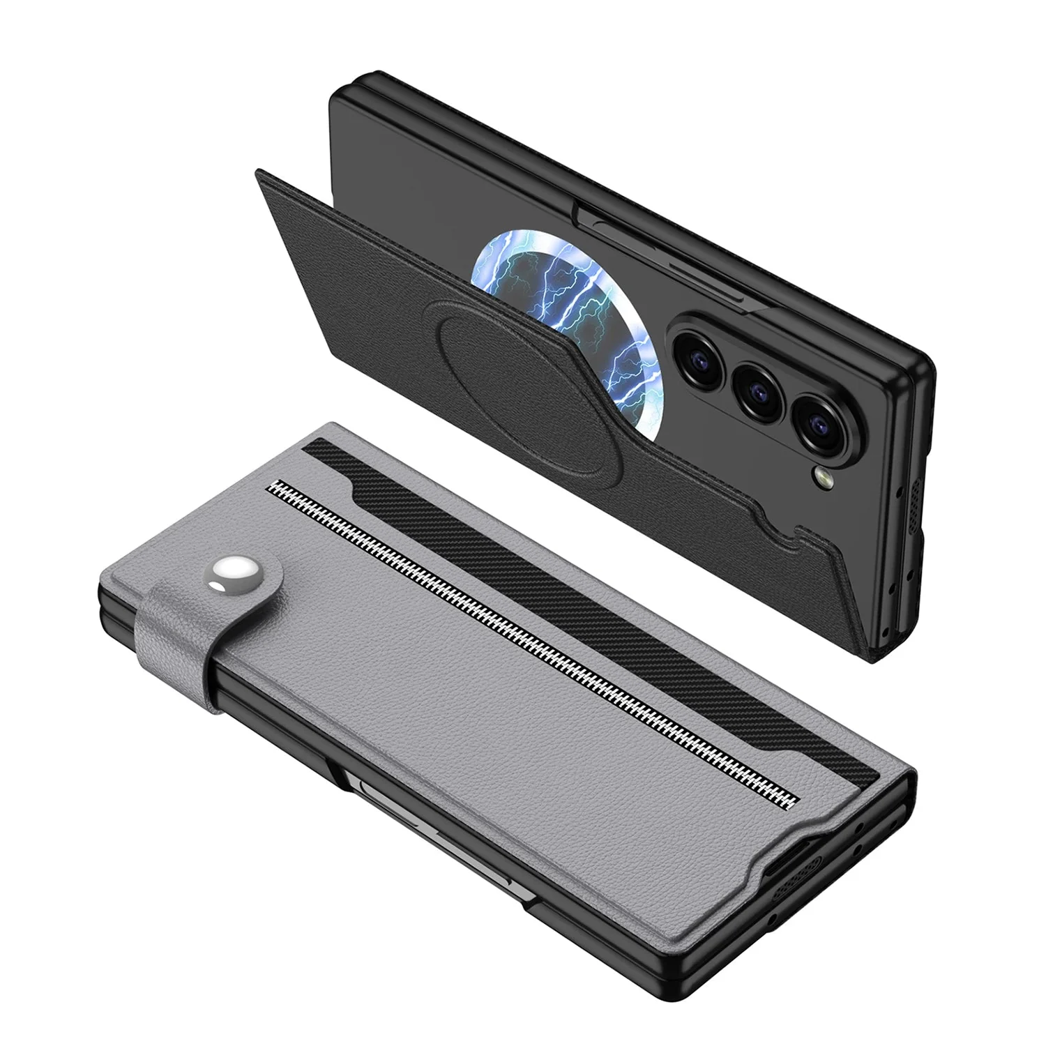 Galaxy Z Fold6 Intricate Leather Texture Magnetic Case - Image 6