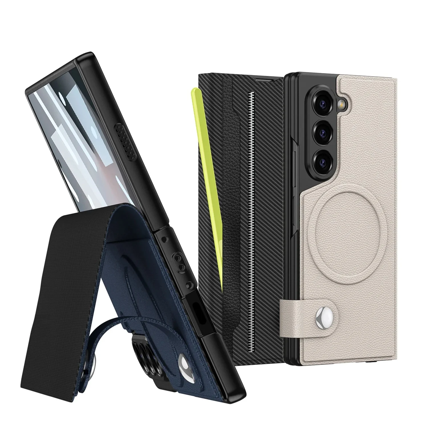 Galaxy Z Fold6 Intricate Leather Texture Magnetic Case - Image 7