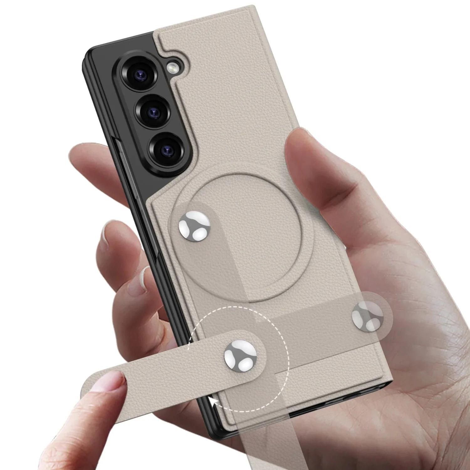 Galaxy Z Fold6 Intricate Leather Texture Magnetic Case - Image 8