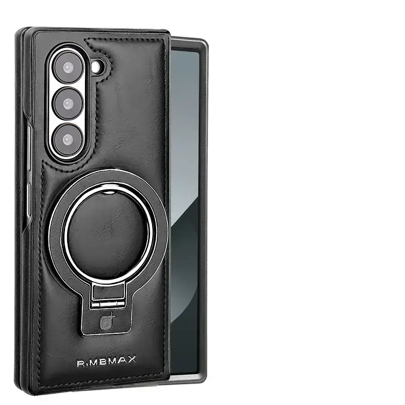 Galaxy Z Fold6 Luxury Ring Holder Leather Case - Image 2