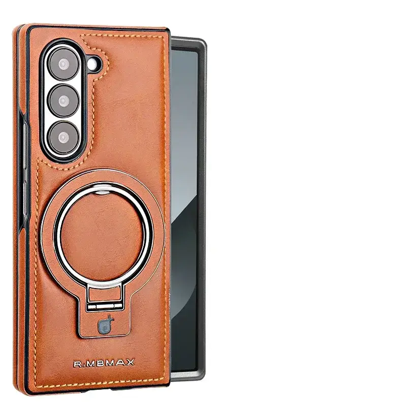 Galaxy Z Fold6 Luxury Ring Holder Leather Case - Image 3
