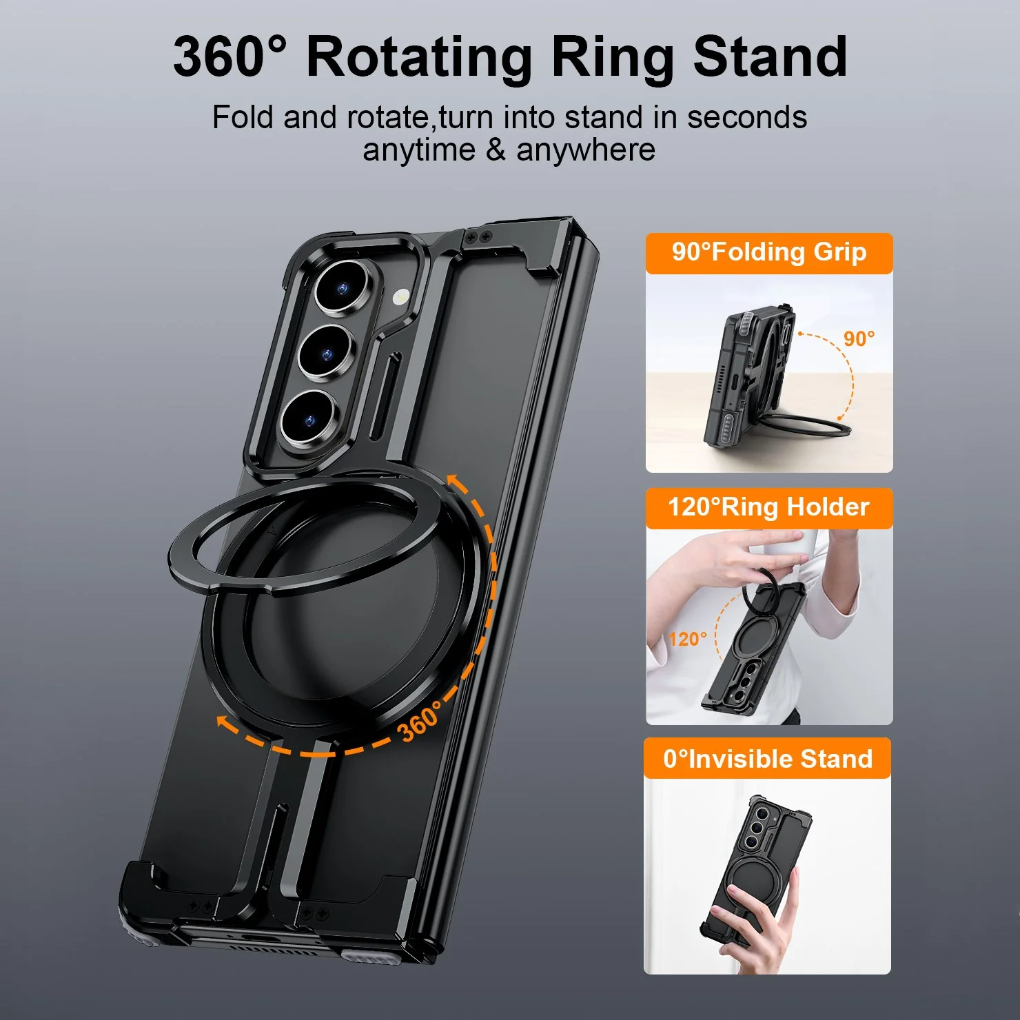 Galaxy Z Fold6 Pivot Guard Magnetic Ring Stand Case - Image 7
