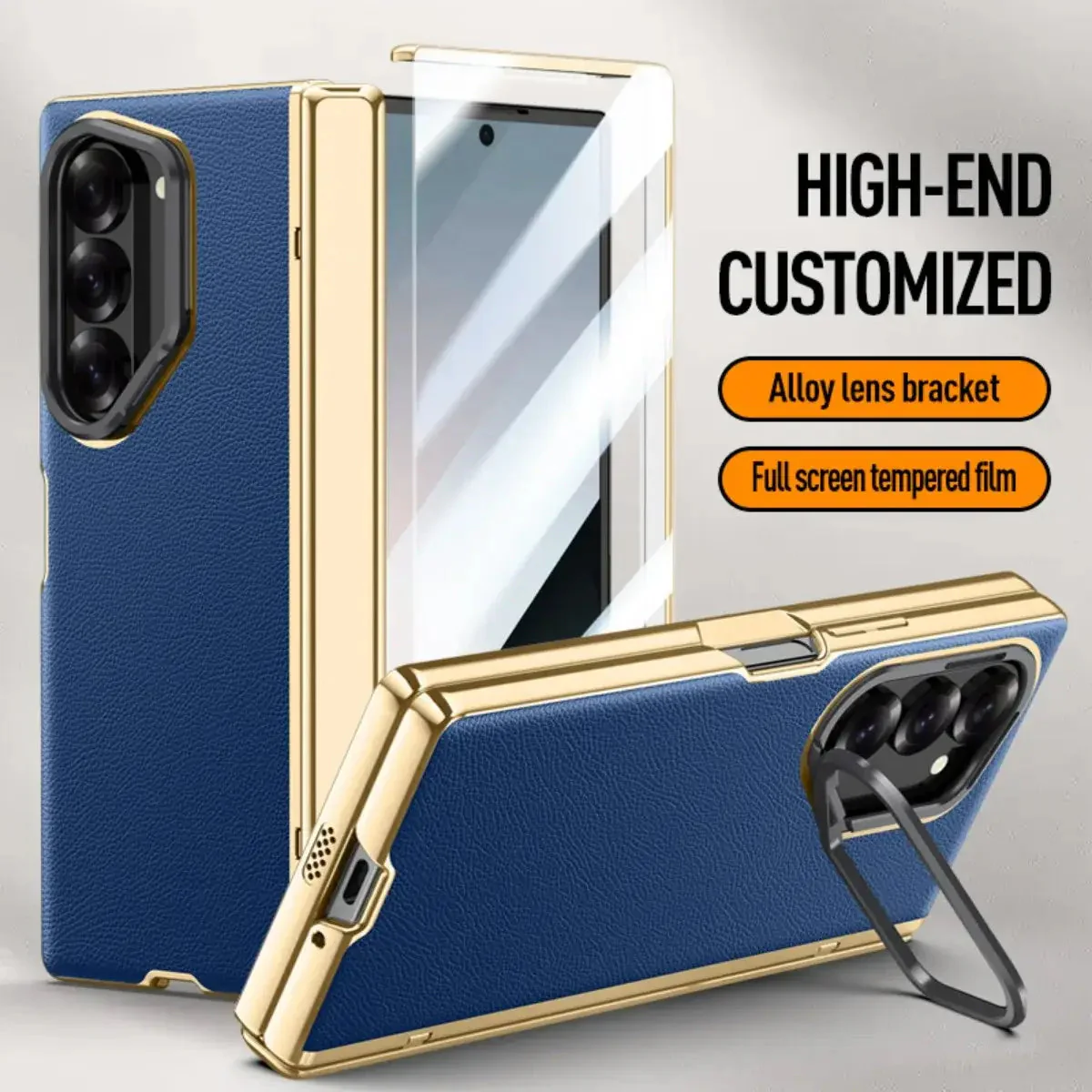 Galaxy Z Fold6 Prestigious Alloy Bracket Leather Case - Image 5