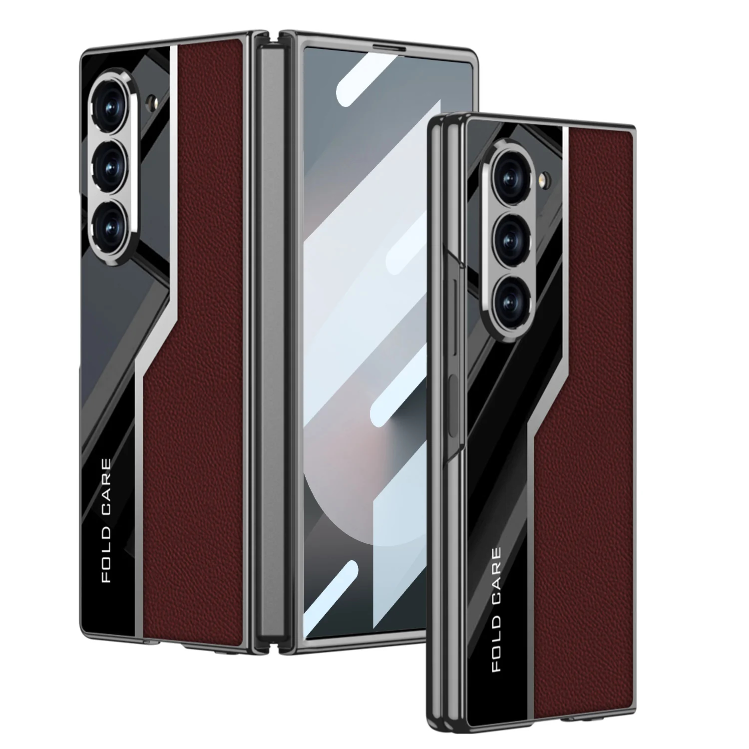 Galaxy Z Fold6 Quilted Classic Plain Leather Craft Case - Image 3