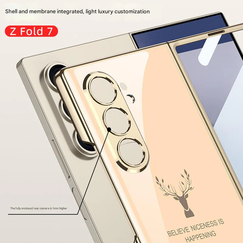 Galaxy Z Fold7 Electroplating Reindeer Pattern Glass Case - Image 4