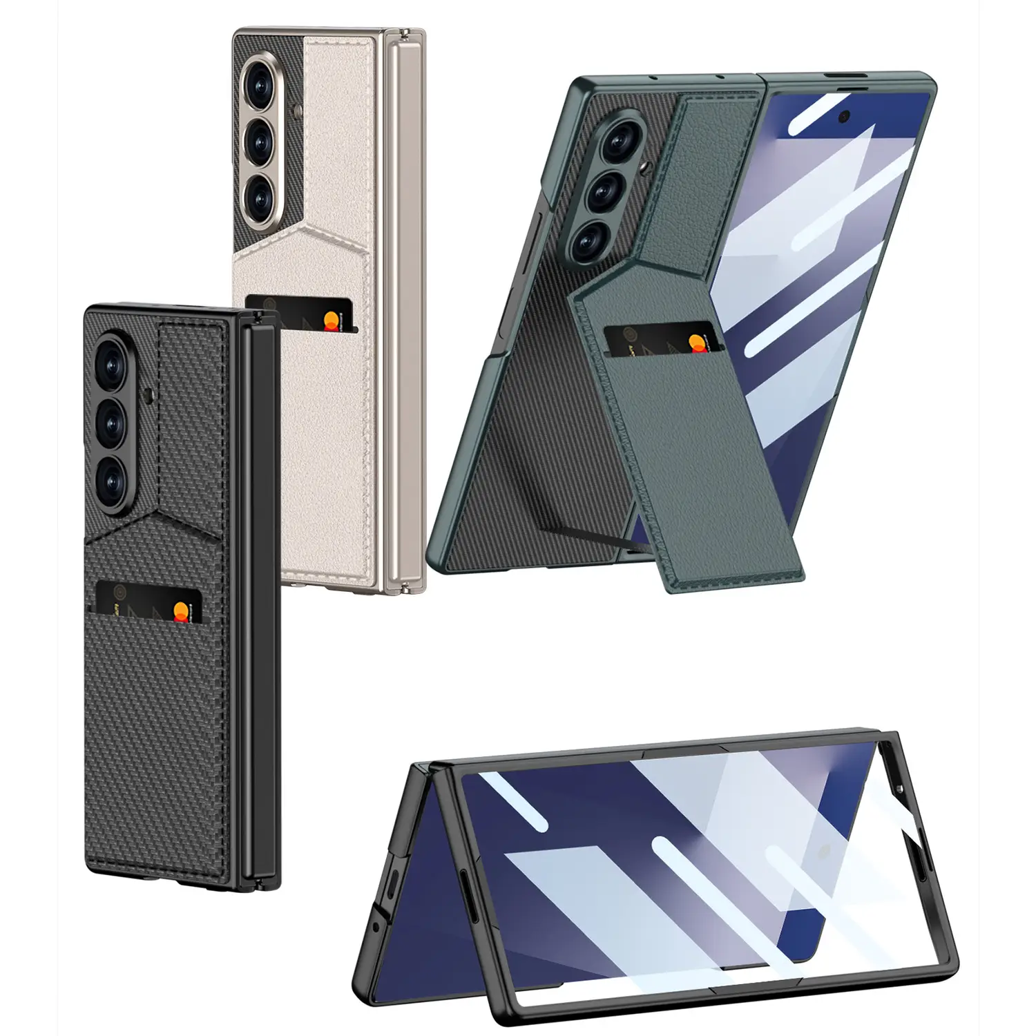 Galaxy Z Fold7 Luxury Magnetic Bracket Card Holder Case - Image 10